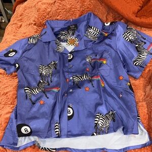 Bold Zebra Print Kids Shirt in Blue